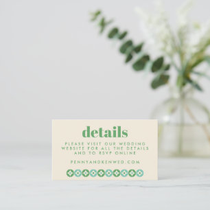 Green and Blue Mid Mod Chic Wedding Website Enclosure Card