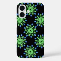 Green and blue neon flower