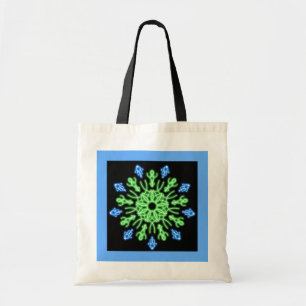 Green and blue neon flower tote bag
