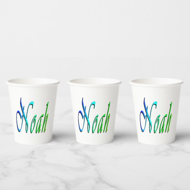 Green And Blue Noah Name,  Paper Cups (Multi)