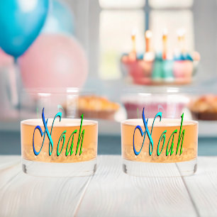 Green And Blue Noah Name,  Whiskey Glass