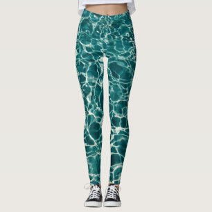 Green and blue ocean waves  leggings