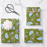 Green and Blue Paisley Floral Pattern