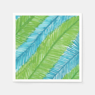 Green and Blue Palm Leaves Pattern Napkins
