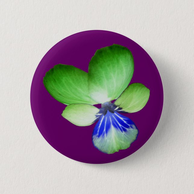 Green and Blue Pansy Button (Front)