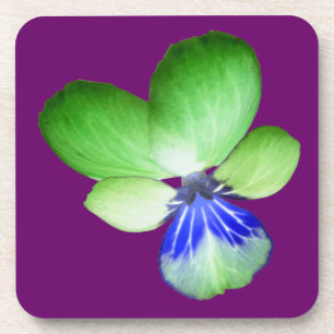 Green and Blue Pansy Cork Coaster