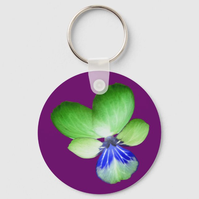 Green and Blue Pansy Keychain (Front)