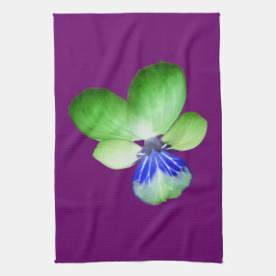 Green and Blue Pansy Kitchen Towel
