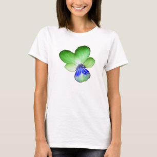 Green and Blue Pansy Ladies T Shirt