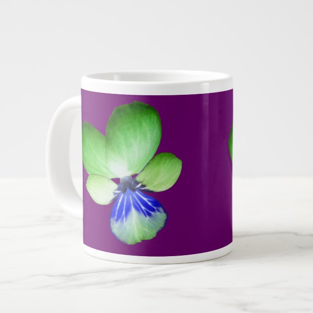 Green and Blue Pansy Mug (Front Left)