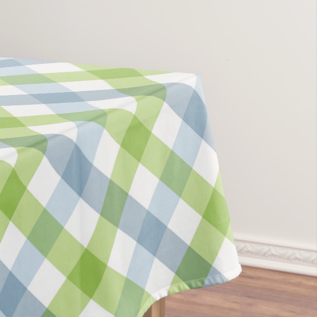Green And Blue Pastel Plaid Tablecloth (In Situ)