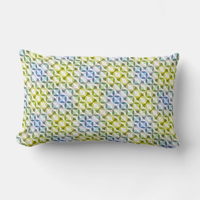 Green and Blue Pattern Modern Lumbar Cushion (Front)