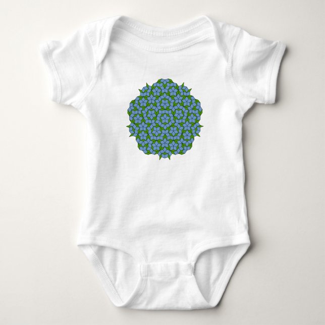 Green and Blue Penrose Rhombus Pattern Baby Bodysuit (Front)