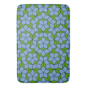 Green and Blue Penrose Rhombus Pattern Bath Mat