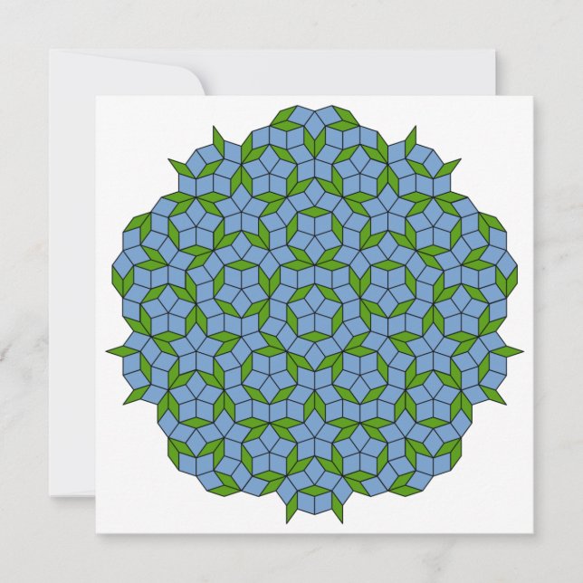 Green and Blue Penrose Rhombus Pattern Card (Front)