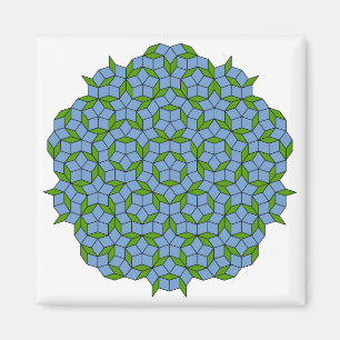 Green and Blue Penrose Rhombus Pattern Magnet