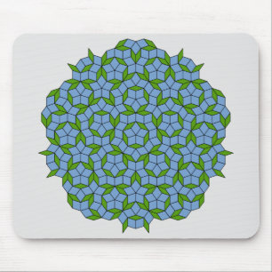 Green and Blue Penrose Rhombus Pattern Mouse Pad