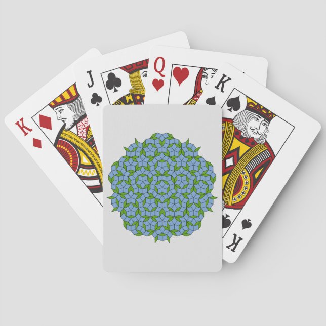 Green and Blue Penrose Rhombus Pattern Playing Cards (Back)