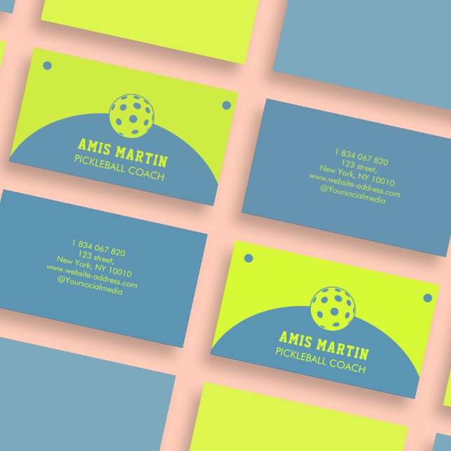 Green And Blue Pickleball Instructor  Business Card (Creator Uploaded)