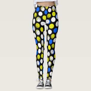 Green and Blue Pickleballs Leggings