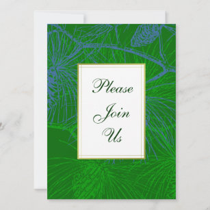 Green and Blue Pine Custom Holiday Invitation