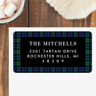 Green and Blue Plaid Holiday Return Address Label