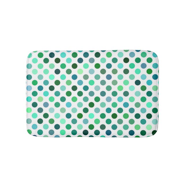 Green and Blue Polka Dot Bath Mat (Front)
