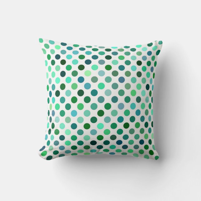 Green and Blue Polka Dot Cushion (Front)