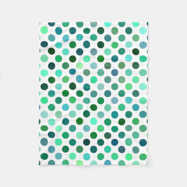 Green and Blue Polka Dot Fleece Blanket (Front)