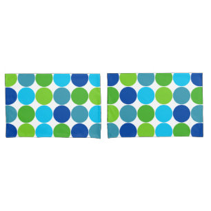 Green and Blue Polka Dot Pattern Pillowcase