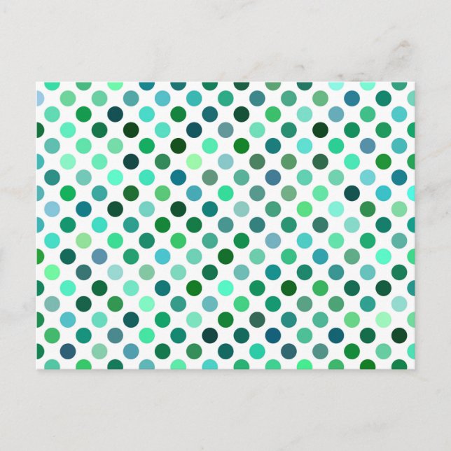 Green and Blue Polka Dot Postcard (Front)