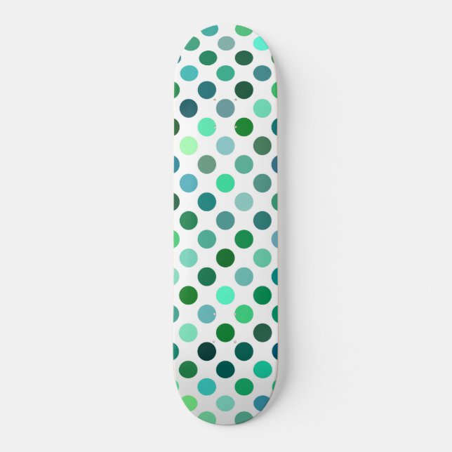 Green and Blue Polka Dot Skateboard (Front)