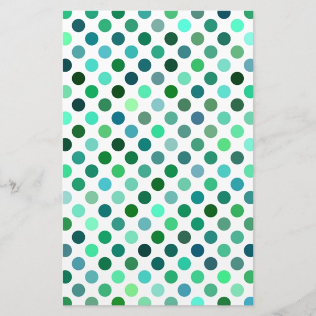 Green and Blue Polka Dot Stationery (Front)