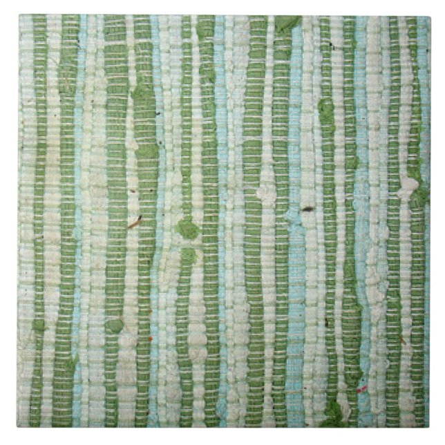 Green and Blue Rag Rug Tile (Front)