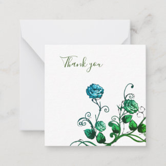 Green and Blue rose Thank you  Card