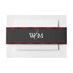 Green and Blue Scottish Hunting Tartan Band Invitation Belly Band