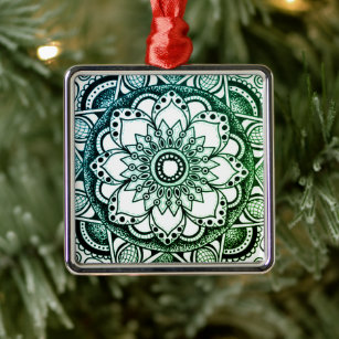 Green and Blue Sharpie Mandala Ornament