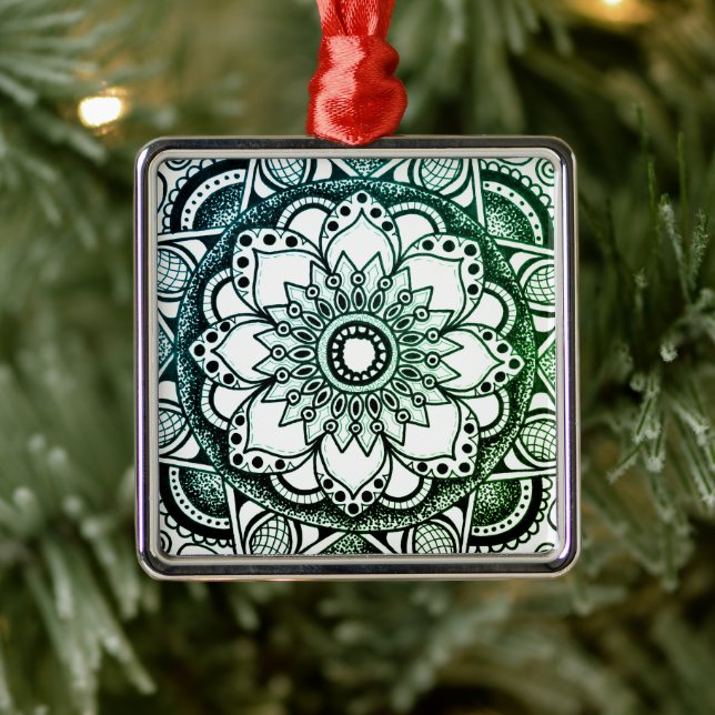 Green and Blue Sharpie Mandala Ornament (Tree)