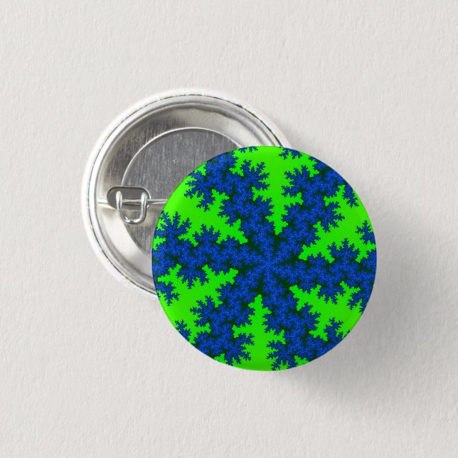 Green and Blue Snowflake 3 Cm Round Badge (Front & Back)