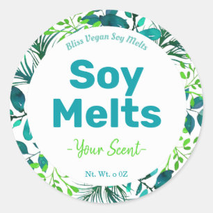 Green And Blue Soy Wax Melt Labels