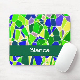 Green and blue stone shapes mouse pad