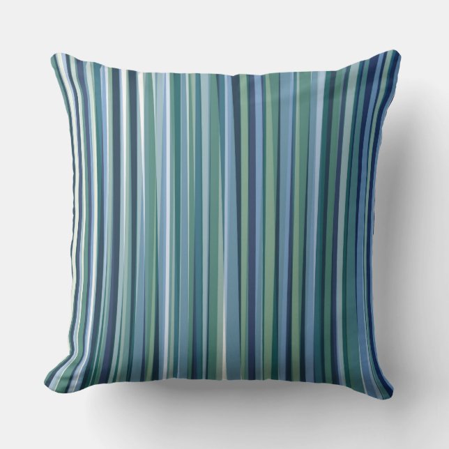 Green and Blue stripe pillow Pillow modern (Front)