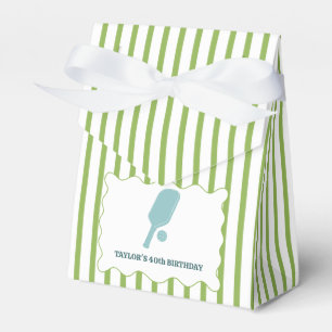 Green and Blue Striped Pickleball Birthday Party Favour Box