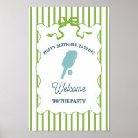 Green and Blue Striped Pickleball Birthday Party