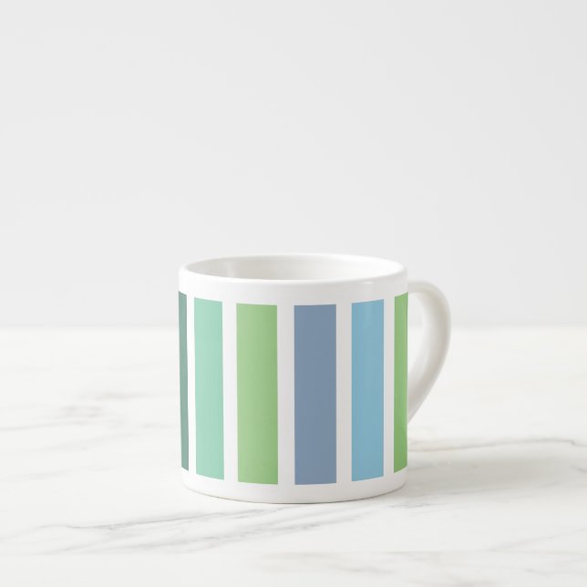 Green and Blue Stripes Espresso Cup (Front Right)