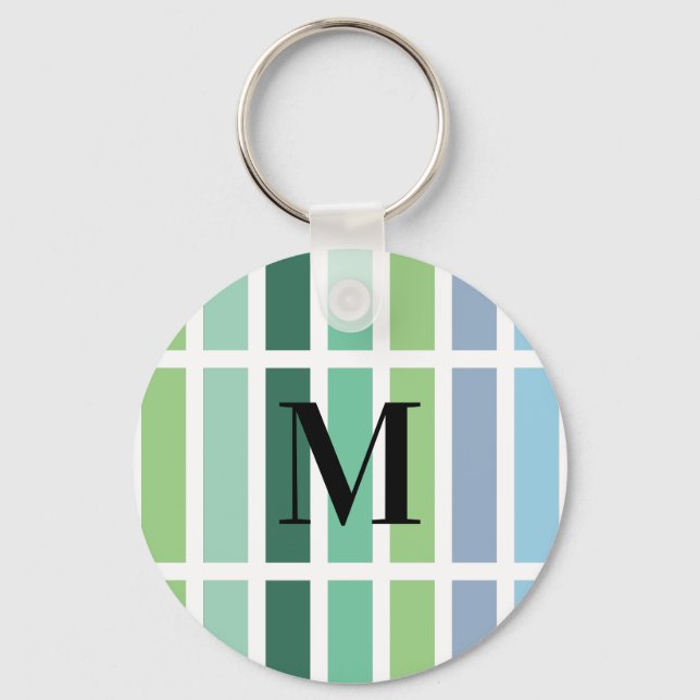 Green and Blue Stripes Key Ring (Front)