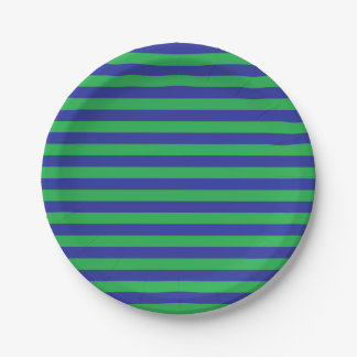 Green and Blue Stripes Paper Plates