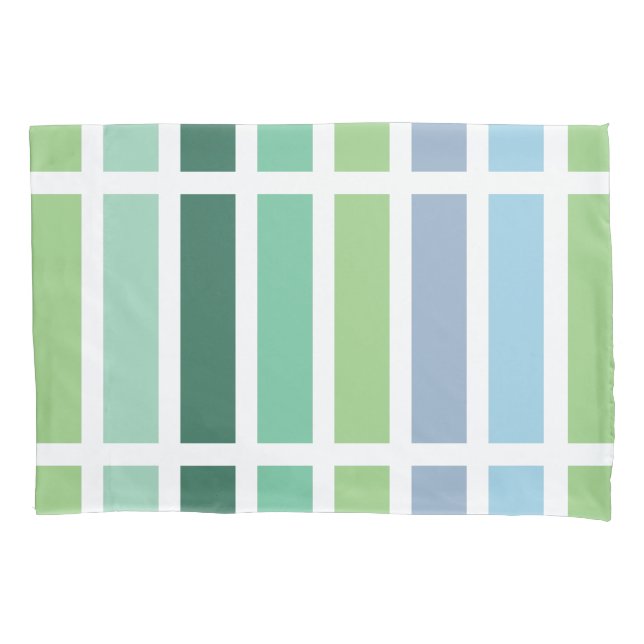 Green and Blue Stripes Pillowcase (Front)