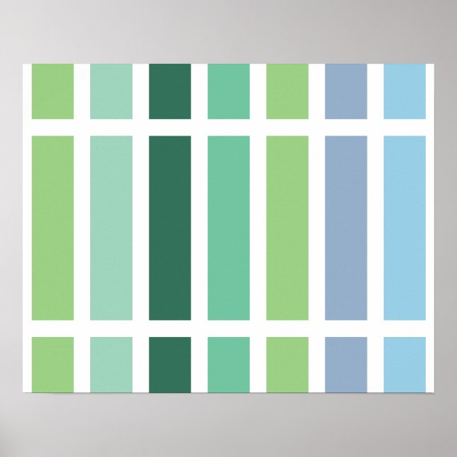 Green and Blue Stripes Poster (Front)