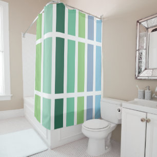 Green and Blue Stripes Shower Curtain